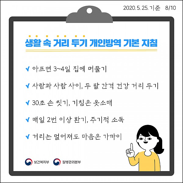 생활 속 거리두기 개인방역 기본지침 준수!!